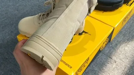 Neueste Khaki-Farbe, taktische Lederstiefel im Polizeistil der US-Armee im Militärstil